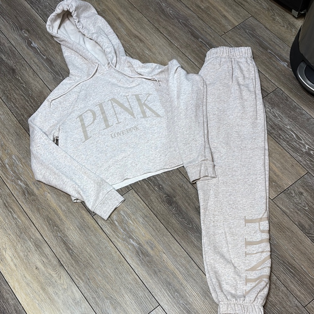 PINK Victoria's Secret Light Gray Jogger Set